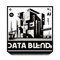 DALL·E 2024-05-12 09.45.36 - A logo design for Data Blend AI incorporating elements of Brutalist graphic design. The logo features unapologetic geometry with bold shapes and sta